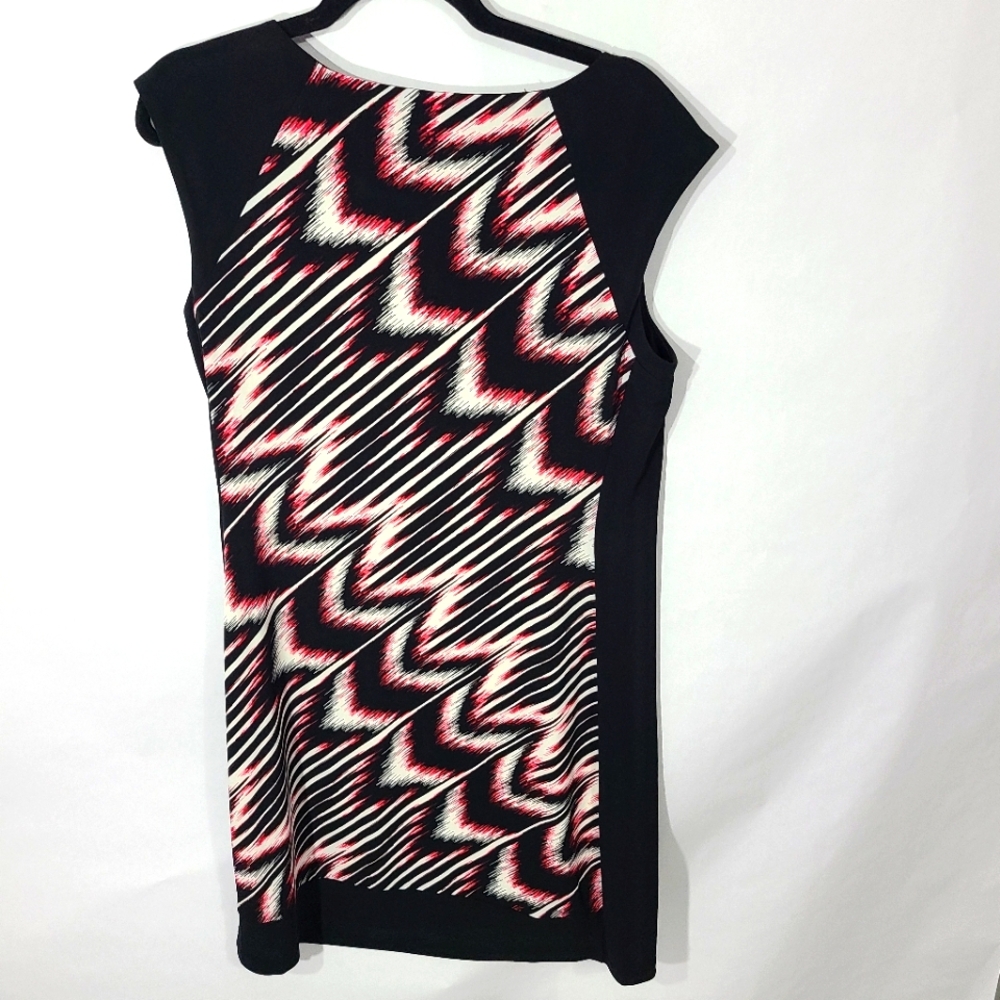London Style Collection Women's Size 14 Dress White Red Black Striped Sleeveless